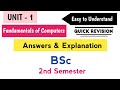 FOC Fundamentals Of Computers Unit 1 Quick Revision 2025 BSc II Semester 2nd Sem Imp OU KU TU PU SU