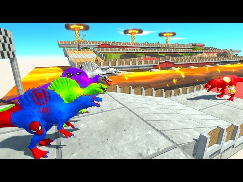 5x SPINOSAURUS HEROES CLIMB THE LAVA MOUNTAIN - Animal Revolt Battle Simulator
