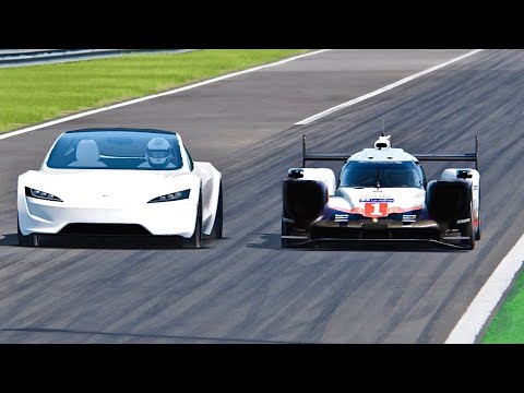 Tesla Roadster vs Porsche 919 EVO - Monza
