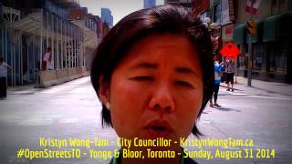 preview picture of video 'HiMY SYeD - Kristyn Wong-Tam, City Councillor, OpenStreetsTO, Yonge & Bloor Toronto, Sun Aug 31 2014'