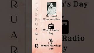 February 13 ll Whatsapp status ll National women's day ll World radio day ll World marriage day