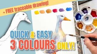 Easy Watercolor Duck Lesson : Simple Steps for Beginners (Free Sketch Download)