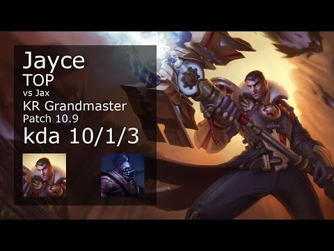 Jayce Top vs Jax - KR Grandmaster 10/1/3 Patch 10.9 Gameplay // [롤] 제이스 vs 잭스 탑