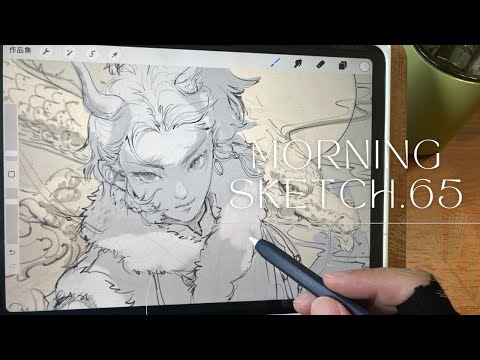 「Procreate morning sketch早晨素描」65 character sketch  ▶white noise🔁