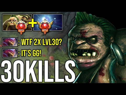 OMG Pudge Safelane Carry 30Kills No Mercy - When Level 30 Duo Lane!!