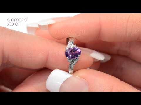 N4431- Amethyst 0.68ct And Diamond 18K White Gold Ring