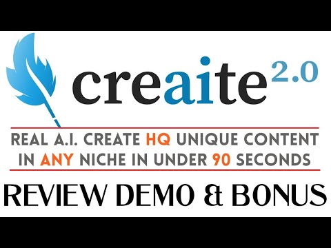 Creaite 2.0 Review Full Demo Bonus - Real AI Create HQ Unique Content In ANY Niche Video
