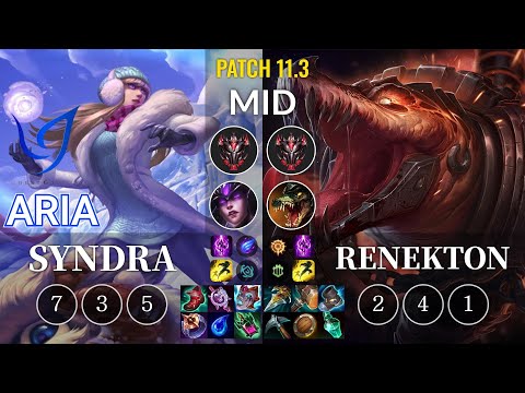 CGA Aria Syndra vs Renekton Mid - KR Patch 11.3