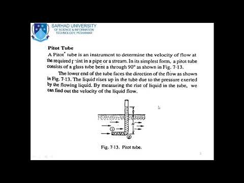 Fluid Mechanics Lecture 14 Pitot Tube
