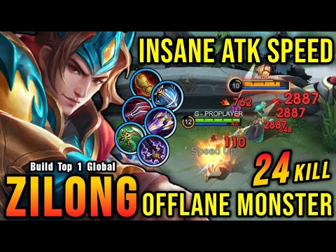 24 Kills!! Monster Offlane Zilong Insane Attack Speed Build - Build Top 1 Global Zilong ~ MLBB