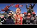 TEAM UP!  Power Ranger, Spiderman, Supergirl battle the Candy Crooks!