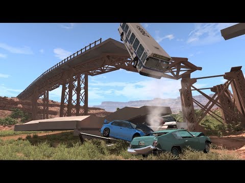 Collapsing Bridge Pileup Crashes 14 | BeamNG.drive