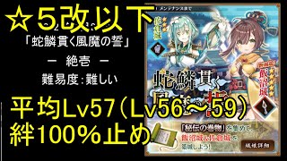 【☆5改以下、平均Lv57（Lv56～59）、絆100％】蛇鱗貫く風魔の誓「絶壱」難【城プロ】
