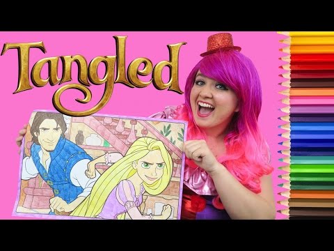 Coloring Tangled Rapunzel & Flynn Rider GIANT Coloring Book Page Colored Pencil | KiMMi THE CLOWN Video