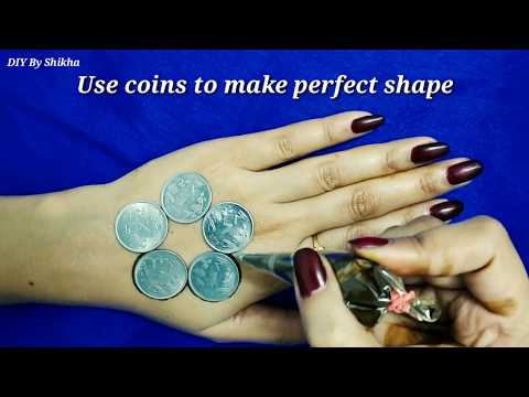How to make perfect shape with coins / coins henna mehendi design for Eid 2018