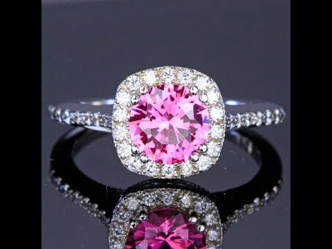 Pink Sapphire Ring with Ideal Cut Diamonds