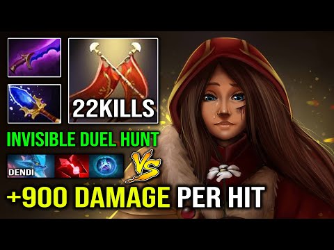 WTF +900 Damage Per Hit Solo Duel Hunt Shadow Blade Legion Commander vs Dendi Leshrac Dota 2