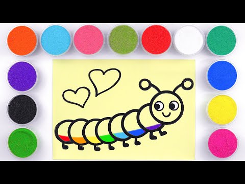 Sand painting caterpillar with color sand