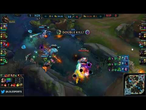 H2K Nuclear (twitch) Easy Quadra kill | EU LCS SUMMER 2017 | H2K vs NIP Highlights Game 1