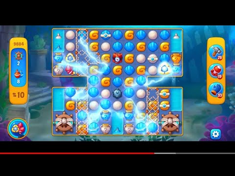 Fishdom Gameplay Level 9883 and 9884 - Used reward for 1 hour and booster