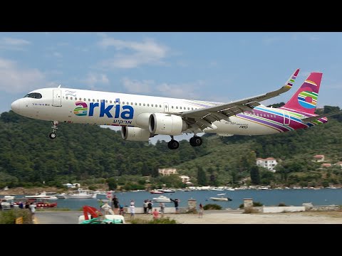 Skiathos Airport Summer 2023 Crazy low landings + Powerful Jetblast Departures! Planespotting in 4K
