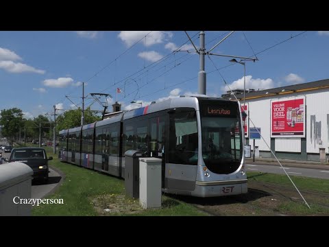 Lesrijtuig RET Tram 23 bij rotonde Rotterdam Feyenoord