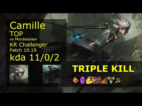 Camille vs Mordekaiser Top - KR Challenger 11/0/2 Patch 10.19 Gameplay // [롤] 카밀 vs 모데카이저 탑