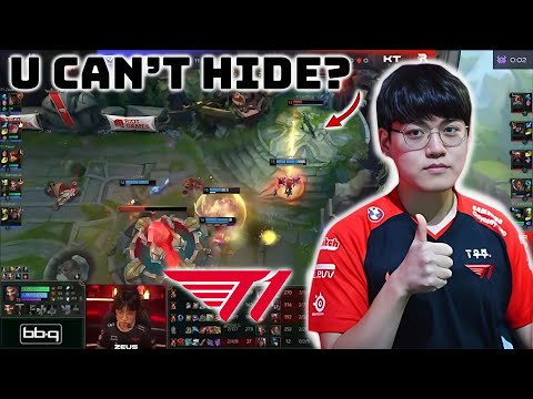 T1 Gumayusi flashes on the Fountain to get revenge for T1 Keria