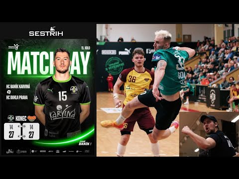 SESTŘIH: HCB Karviná - HC Dukla Praha (27:27) 15. kolo