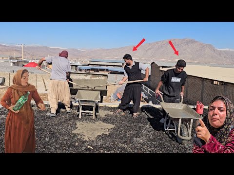 Amir from Kohrig family helps Ayas with the roof work:Soraya is involved with Fatemeh(Kohrig family)
