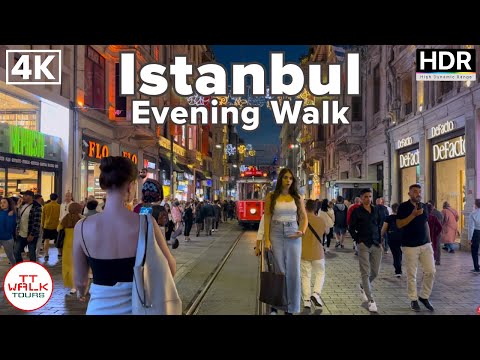 Istanbul, Evening Walking Tour | 4K 60fps HDR