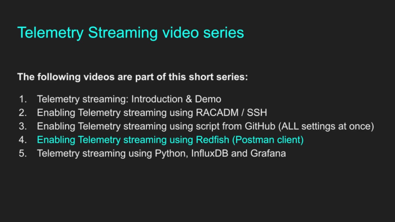 Enabling Telemetry streaming using Redfish (Postman client)