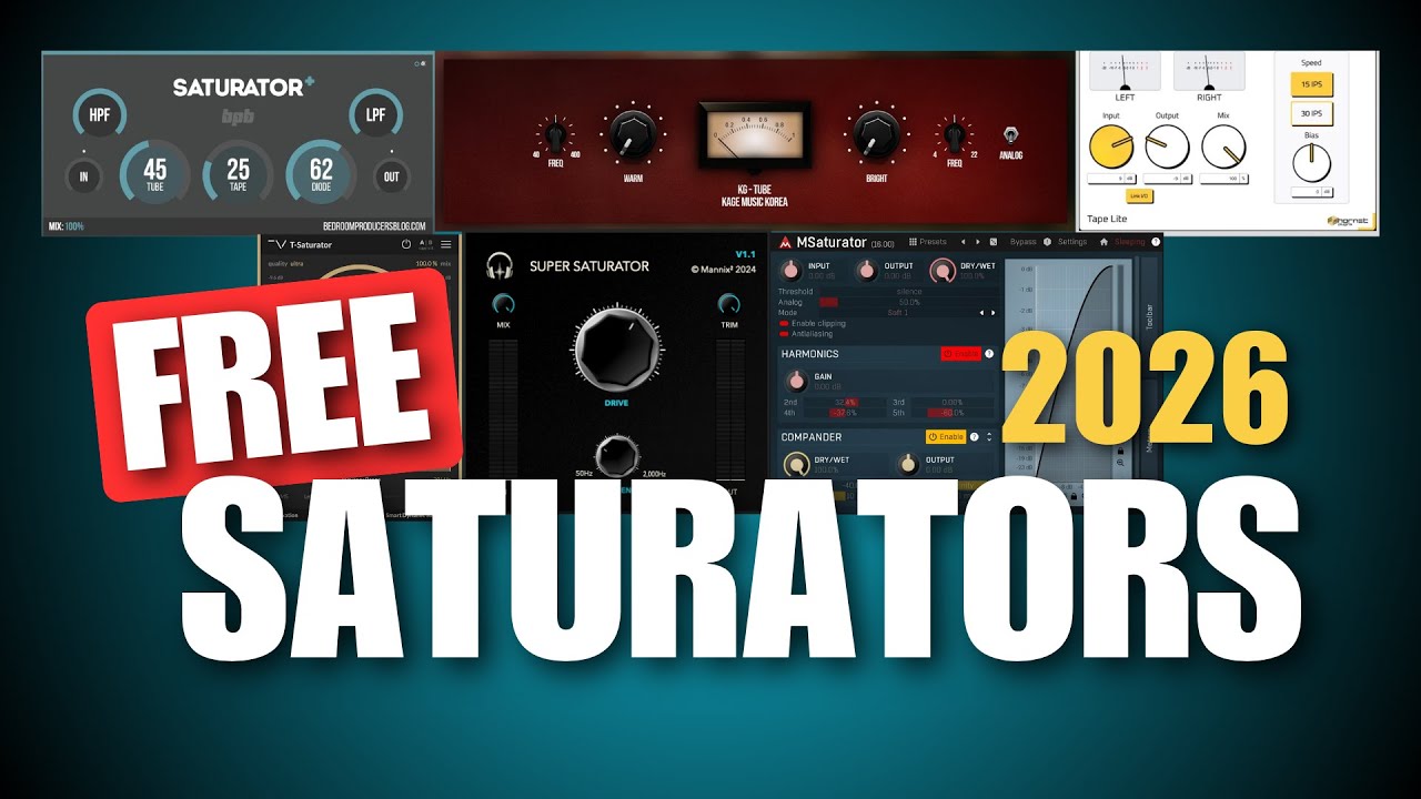 Top 7 FREE Saturation Plugins You Need In 2026 (Best Pick)