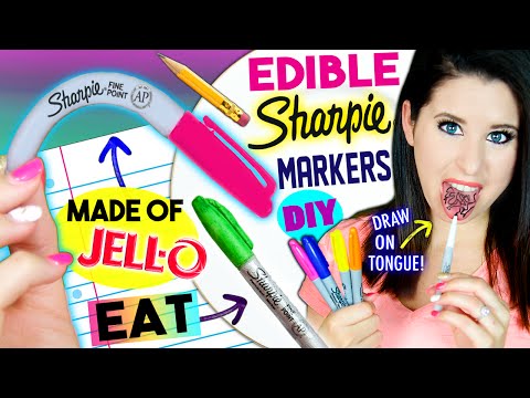 DIY EDIBLE Sharpie Markers | EAT Sharpies Whole | Draw On Tongue |  EATABLE School Supplies! Video