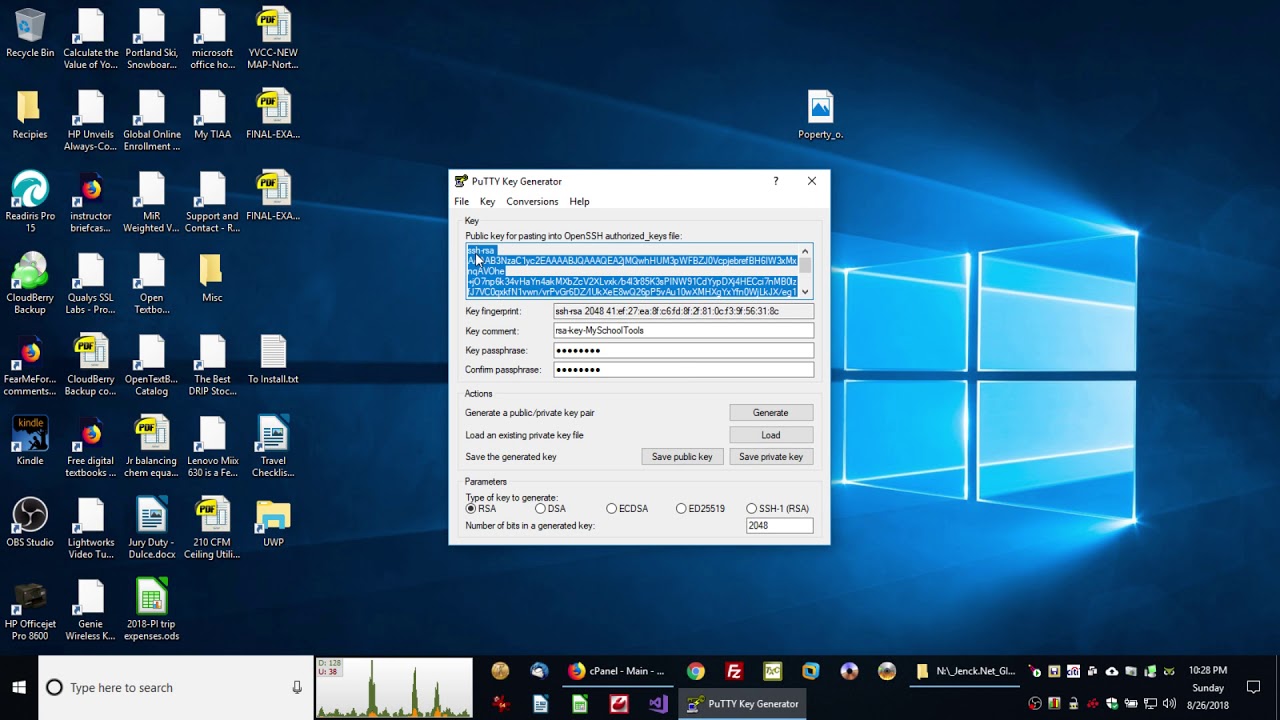 CPanel SSH from PuTTYgen
