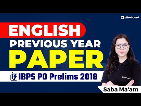 IBPS PO Pre English Previous Year Question Paper 2018 | IBPS PO Previous Year Paper By Saba Ma'am