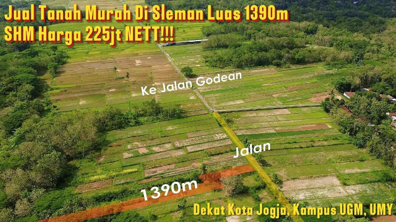 Tanah Luas 1390m² Harga 225jt! Murah! Di Moyudan Dekat Kota Jogja Dan Kampus UGM!!!