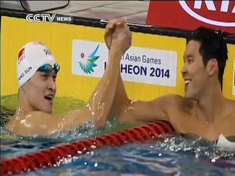 Sun Yang claimed silver in the men’s 200m freestyle at the 2014 Asian Games