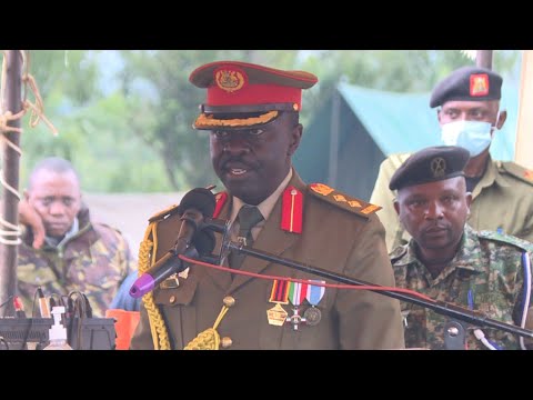 MUSEVENI's fearless Commander, Col Wycliff Keita of Uganda Military Academy Kabamba speaks to UPDF