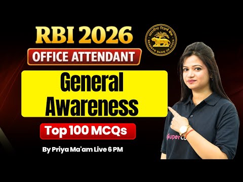 RBI Office Attendant General Awareness 2026 | RBI Office Attendant Top 1000 Important MCQs | Priya