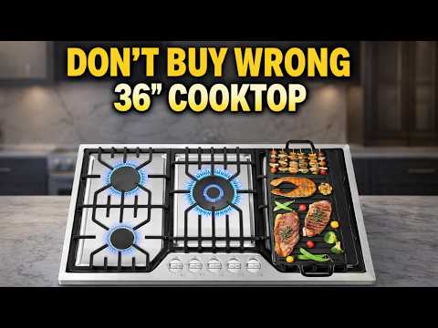 TOPWISH 36 Inch Gas Cooktop, 5 Burners Built-in Gas Stove Top, NG/LPG Convertible Stainless Steel Drop-in Propane Cooktop with Thermocouple Protection for Kitchen RV Apartments video review thumbnail