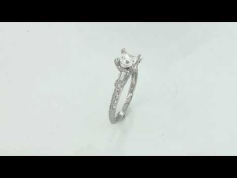 1.45 carat princess-cut  H-VS2 diamond vintage style engagement ring 18k w gold