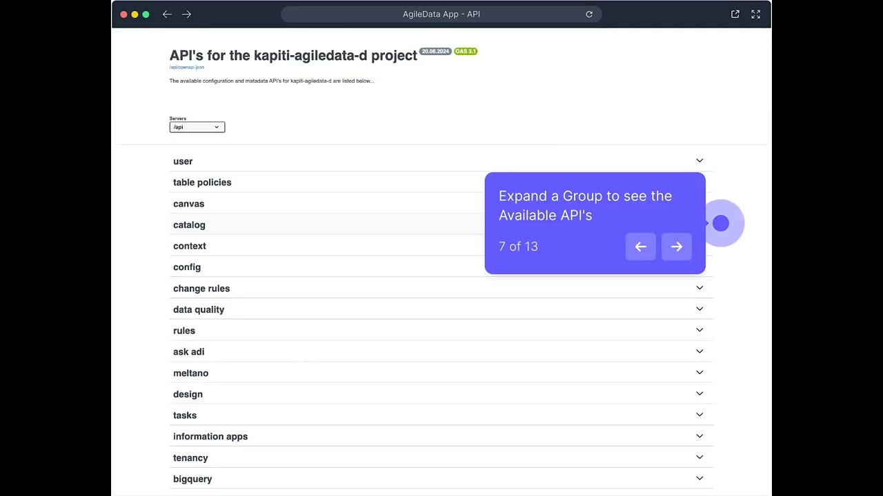 AgileData App  - API