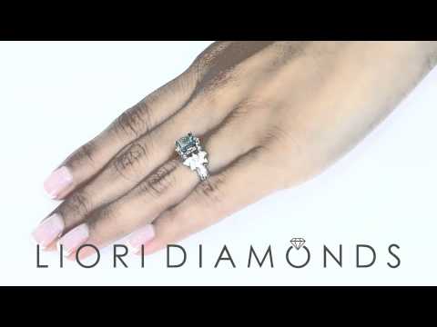 FD-190 - 2.81 Carat Fancy Blue Princess Cut Diamond Engagement Ring 18k White Gold