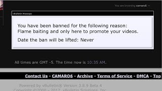 Camaro6 Banned me for Life