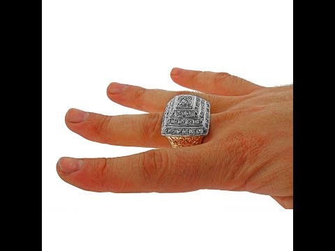 Large Solid 9ct Yellow Gold Cr Pyramid Ring - Hatton Jewellers London C251