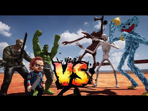 Team Hulk vs Team Huggy Wuggy | Hulk vs Huggy Wuggy | Chucky vs CSP096 | Siren Head vs Jason