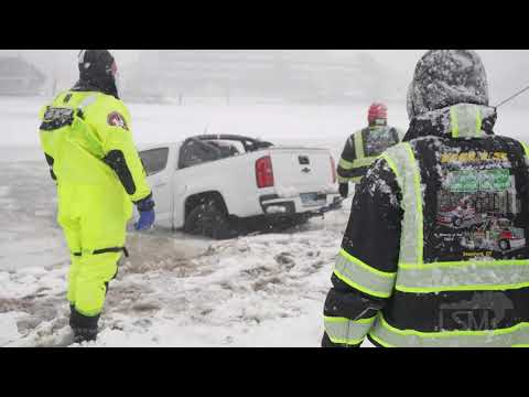 2-1-2020 Stamford, CT - Water rescue- Divers, tow truck pulling submerged truck out, SOT fire chief