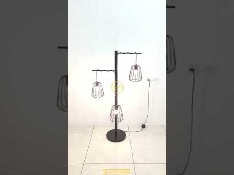 Metal incandescent gco floor lamp in iron with matte black f...