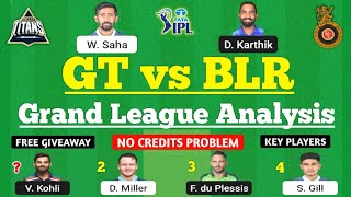 GT vs RCB Dream11 Team | GT vs BLR Dream11 Prediction | IPL 2022 Match | GT vs RCB Dream11 Today